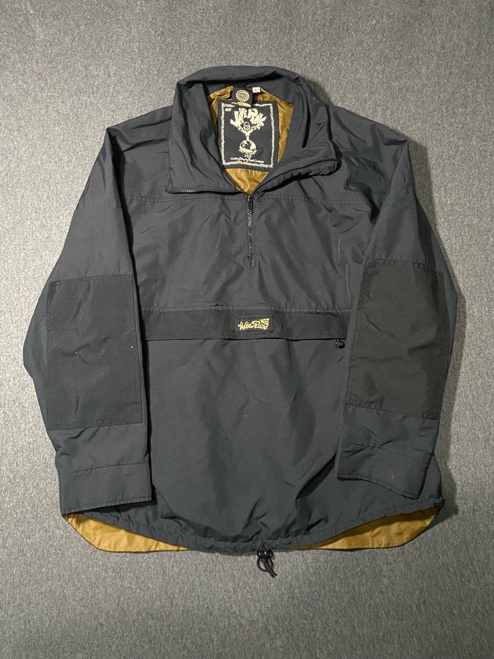 Vintage 90s Wave Rave Anorak Jacket Mens Large Black Colorado Snowboard USA Made